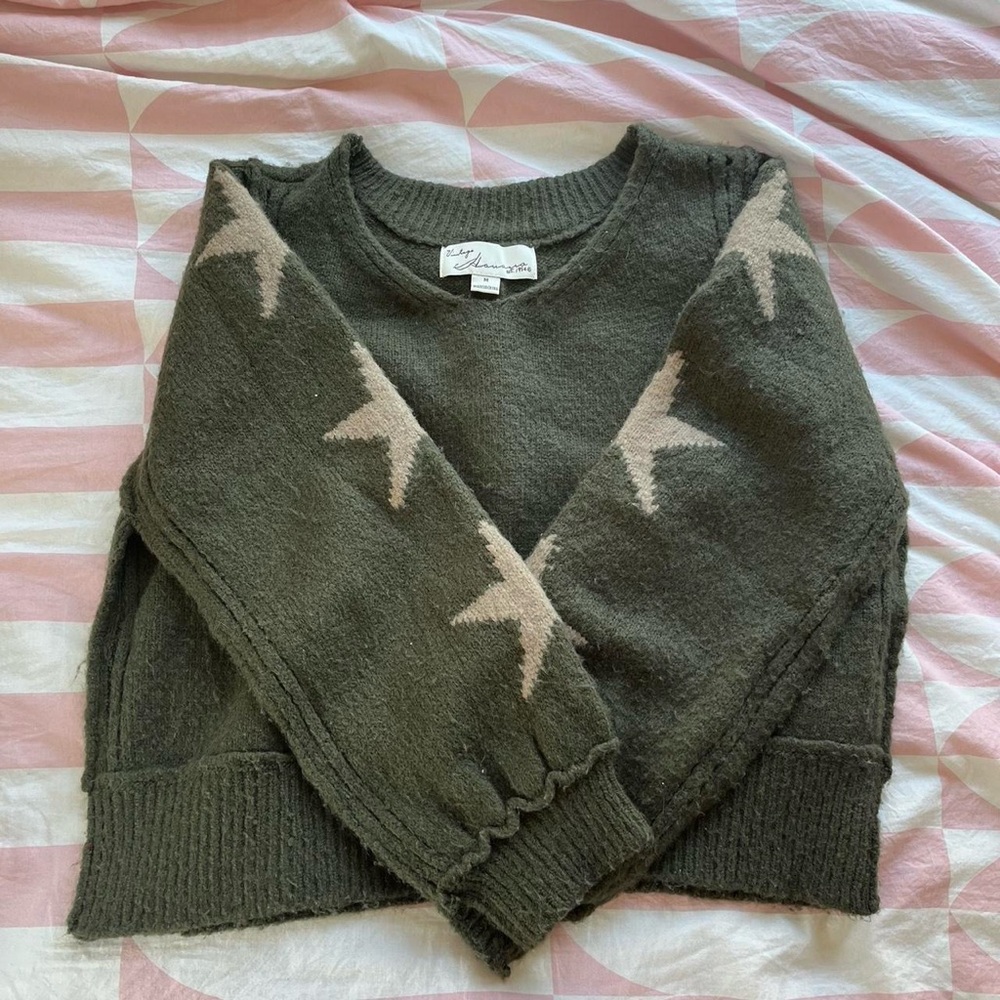 Olive Green Star Sweater
